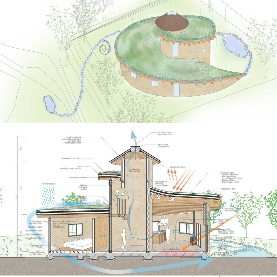 Spiral evin çatısında permakültür bahçesi var
