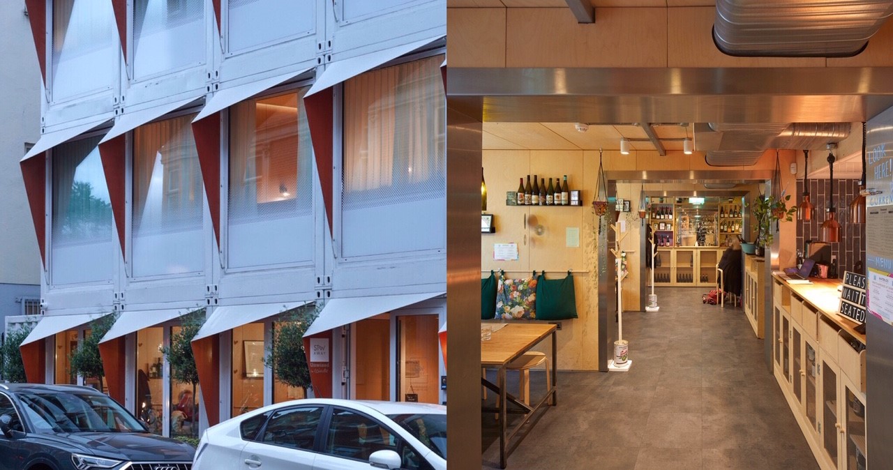 Butik otel istiflenmiş yük konteynerlerinden oluşuyor