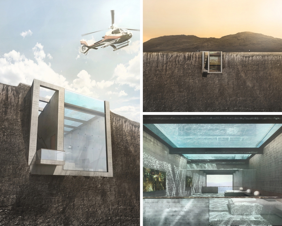 Hayatı uçlarda yaşayanlar için yüzme havuzundan çatısı ile uçurumun kenarında bir ev