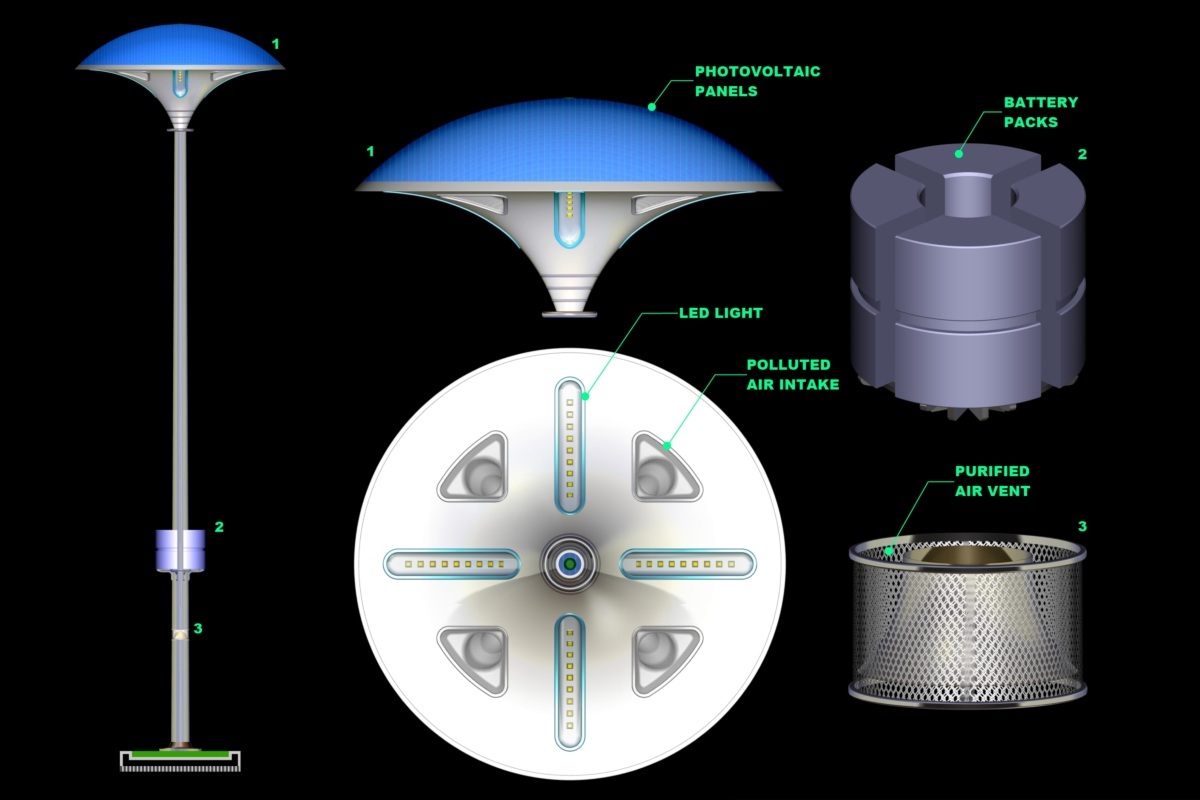 Şehrin havasını temizleyen sokak lambası